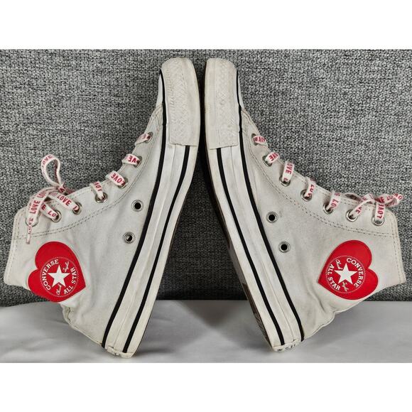 CONVERSE KIDS WHITE CHUCK TAYLOR ALL STAR EMBROIDERED HEARTS HIGH-TOPS SIZE 4 - Picture 10 of 13